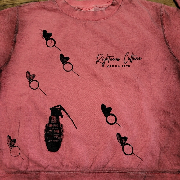 Nwt! Righteous Culture "Cost of Freedom" Distressed Oversized Crewneck Sz S - Picture 4 of 8